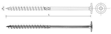 Vijak za drvo s ovratnikom Torx T40 8x360 mm, pocinčani