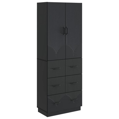 Set ormara, 2 kom, crni, 66 x 34,5 x 87 cm, konstruirano drvo