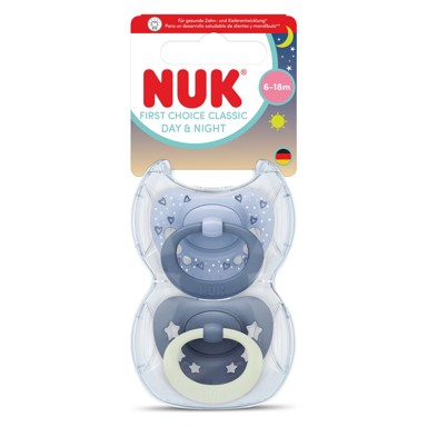 NUK Duda varalica silikon First Choice Classic Day & Night 6-18 m 2 kom sort