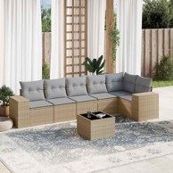 7-dijelni set vrtnih sofa od poliratana s jastucima bež