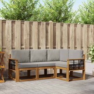Set vanjskih sofa s jastukom, 4 kom, prirodni i svijetlosivi