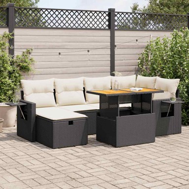 8-dijelni set vrtnih sofa od poliratana s jastucima crni bagrem