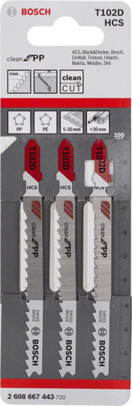 BOSCH Listovi za ubodnu pilu T102D 2608667443, 3 kom.