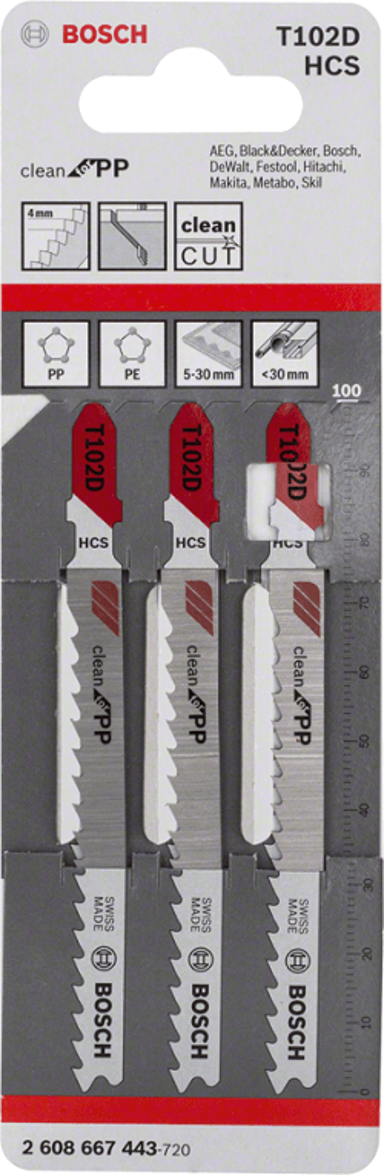 BOSCH Listovi za ubodnu pilu T102D 2608667443, 3 kom.