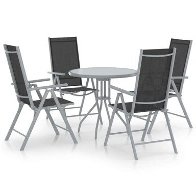 Vrtna garnitura 5-dijelni blagovaonski set aluminij, srebrna