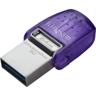 KINGSTON TECHNOLOGY USB memorijski pogon DataTraveler microDuo 3C, 64 GB, USB Type-A / USB Type-C 3.2 Gen 1, ljubičasto-nehrđajući