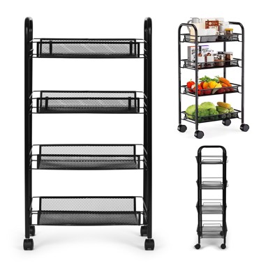 MODERNHOME Polica, 4 razine, metal, crna