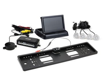 AMIO Parking senzori, 4 kom, srebrni, 22 mm, TFT02 4,3'' zaslon, buzzer, HD-402-LED kamera za rikverc