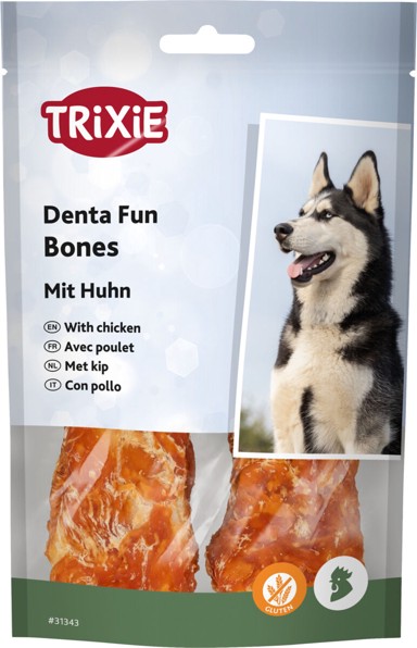 TRIXIE Poslastica za pse Dentafun Bones, piletina, 11 cm, 2×60 g