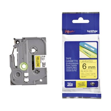 BROTHER P-Touch vrpca TZE611, 6 mm, yellow/black