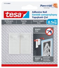 TESA Ljepljiva vješalica za čavle podesiva do 0,5 kg za tapete i žbuku, 2 kom.