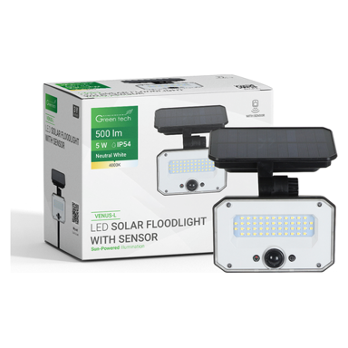 Solarni LED reflektor Green Tech VENUS-L, 5 W / 500 lm, IP54, daljinski