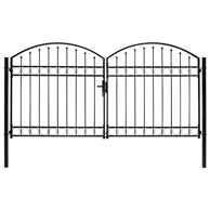 Dvostruka vrata za ogradu s lučnim vrhom čelična 300x150 cm crna