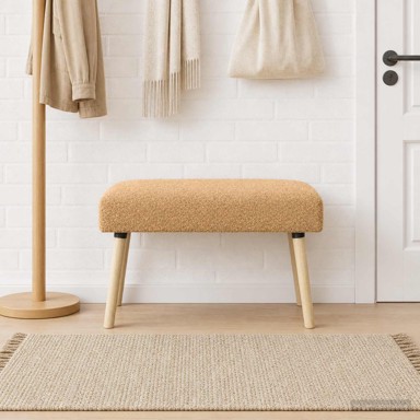 Klupa 80 x 40 x 46 cm, jednobojna bež, bouclé