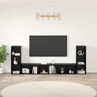TV ormar, 37 x 35 x 107.5 cm, s policom s pohranom, konstruirano drvo, crni hrast