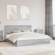 Krevet sa spremištem siva sonoma 180 x 200 cm, konstruirano drvo