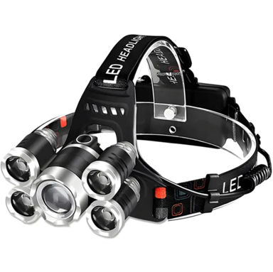 LED Čelna lampa, KP41566, 5 dioda, crna