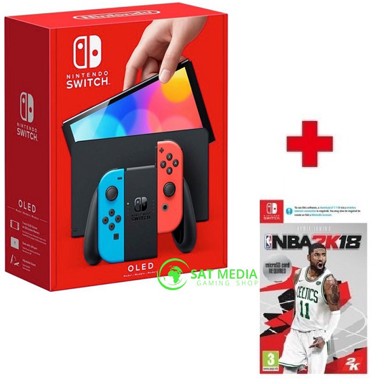 NINTENDO Switch OLED crveno-plavi s igrom NBA 2K18