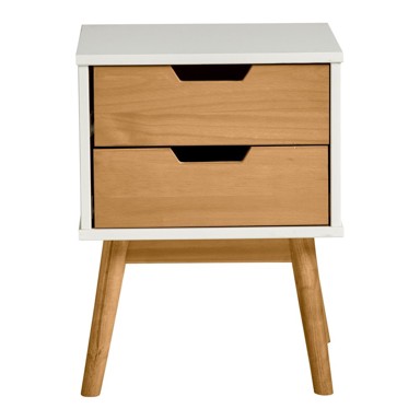 MARCKERIC Bijelo-smeđi noćni ormarić od punog borovog drveta Baku