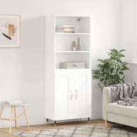 Visoka komoda bijela 69 5x34x180 cm konstruirano drvo , drvena vrata