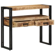 Krajnji stolovi, crni, 90 x 33 x 75 cm, masivno drvo manga i metal