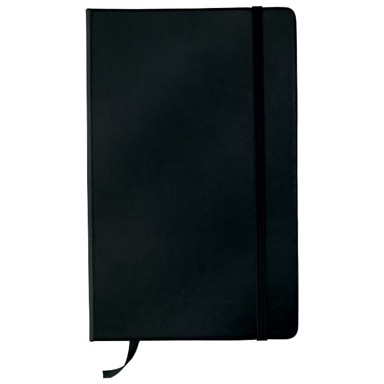 Notes A5, crte, 96 listova, šamoa, s gumicom, crni