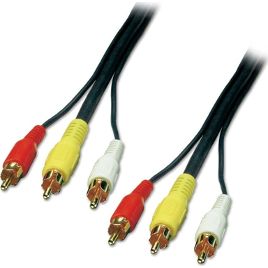 LINDY 3x RCA kompozitni video kabel, 10 m, crni