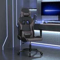 Masažna gaming stolica, umjetna koža, crna i siva, bez naslona za noge, 1 komad