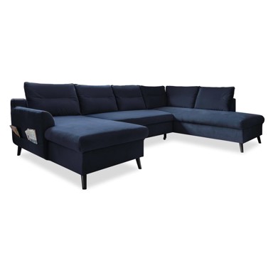 MIUFORM Tamnoplava kutna garnitura u obliku slova U Stylish Stan, desni kut, 300x198x90 cm