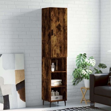 Visoka komoda dimljeni hrast4 5x34x180cm konstruiranog drva , police