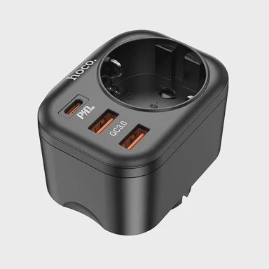 HOCO Zidni punjač / adapter, Type C, PD, 20W + 2x USB, QC3.0, 3A, s EU utičnicom, crni