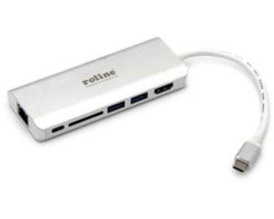 ROLINE Docking stanica 4K HDMI, 2×USB 3.0/3.2 Gen 1, 1×SD/TF čitač kartica, 1×USB-C power, 1×G-LAN