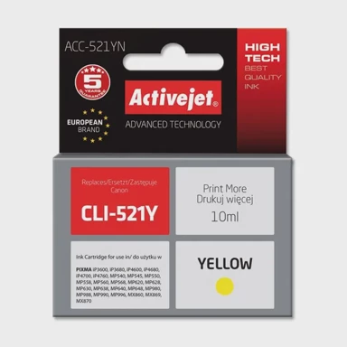 ACTIVEJET Tinta za pisač ACC-521YN, zamjena za Canon CLI-521Y, supreme, 10 ml, žuta