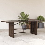 Vrtni stol sa staklenom pločom smeđi 190x80x75 cm od poliratana