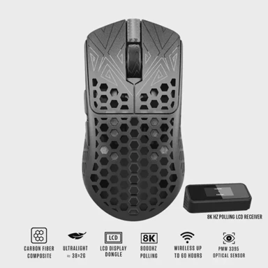 VANCER Bežični gaming miš Akitsu Carbon Fiber, crni
