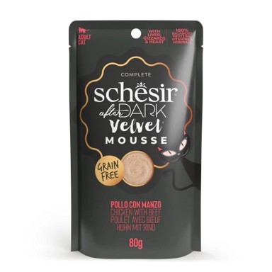 SCHESIR Hrana za mačke Cat After Dark Velvet, piletina s govedinom, vrećica 80 g