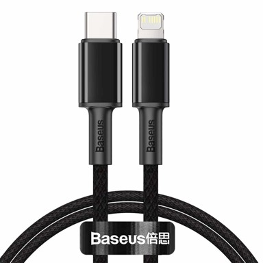 BASEUS Pleteni kabel tip C, Lightning, 20 W, 2 m, crni