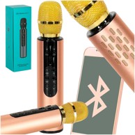 Bežični karaoke mikrofon za djecu, Bluetooth zvučnik, 2000 mAh, SD kartica, USB, zlatni