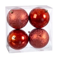 Božićne kuglice, 4 kom., 10 x 10 x 10 cm, plastika, bakrene