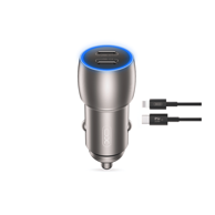 XO Auto punjač CC51, 2x USB-C, 40 W + Lightning kabel, crna