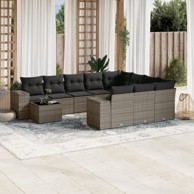 11-dijelni set vrtnih sofa od poliratana s jastucima sivi
