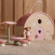 LITTLE DUTCH Kućica za igru Fairy Garden, drvena, 26 x 12.8 x 28.8 cm, s vilinskom figuricom i namještajem, dob 3+