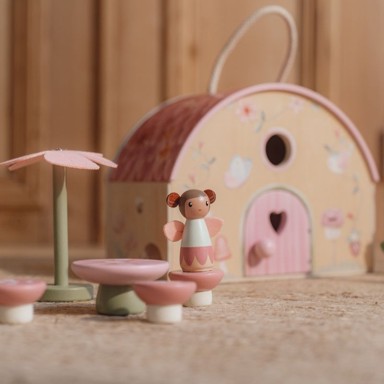 LITTLE DUTCH Kućica za igru Fairy Garden, drvena, 26 x 12.8 x 28.8 cm, s vilinskom figuricom i namještajem, dob 3+