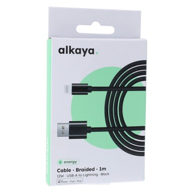 ALKAYA Kabel Speed Flex USB-A na Lightning, pleteni, 12 W, 1 m, crna