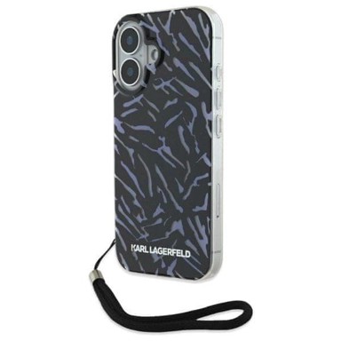 KARL LAGERFELD Zebra with Cord maskica za Apple iPhone 16 Plus, ljubičasta