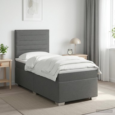 Boxspring krevet s madracem 90 x 200 cm, tkanina, tamnosivi
