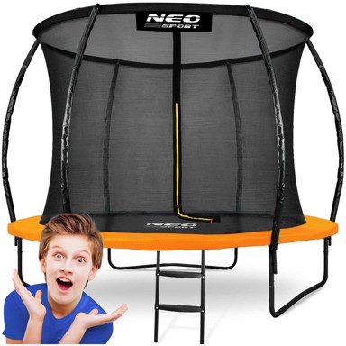 NEO-SPORT Profilirani vrtni trampolin 252 cm (8 ft), unutarnja mreža, narančasti