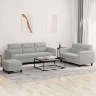 3-dijelni set sofa s osloncem za noge od mikrovlakana, svjetlosiva