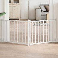 Vrata za pse sklopiva 2 panela bijela 160 cm masivna jelovina