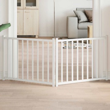 Vrata za pse sklopiva 2 panela bijela 160 cm masivna jelovina